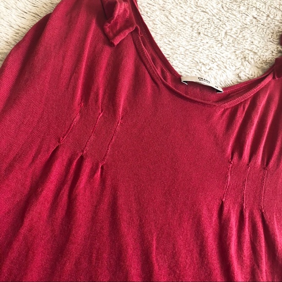 Prada Red Swoop Neck Knit Tank Top Italian Size 42 - Picture 6 of 6